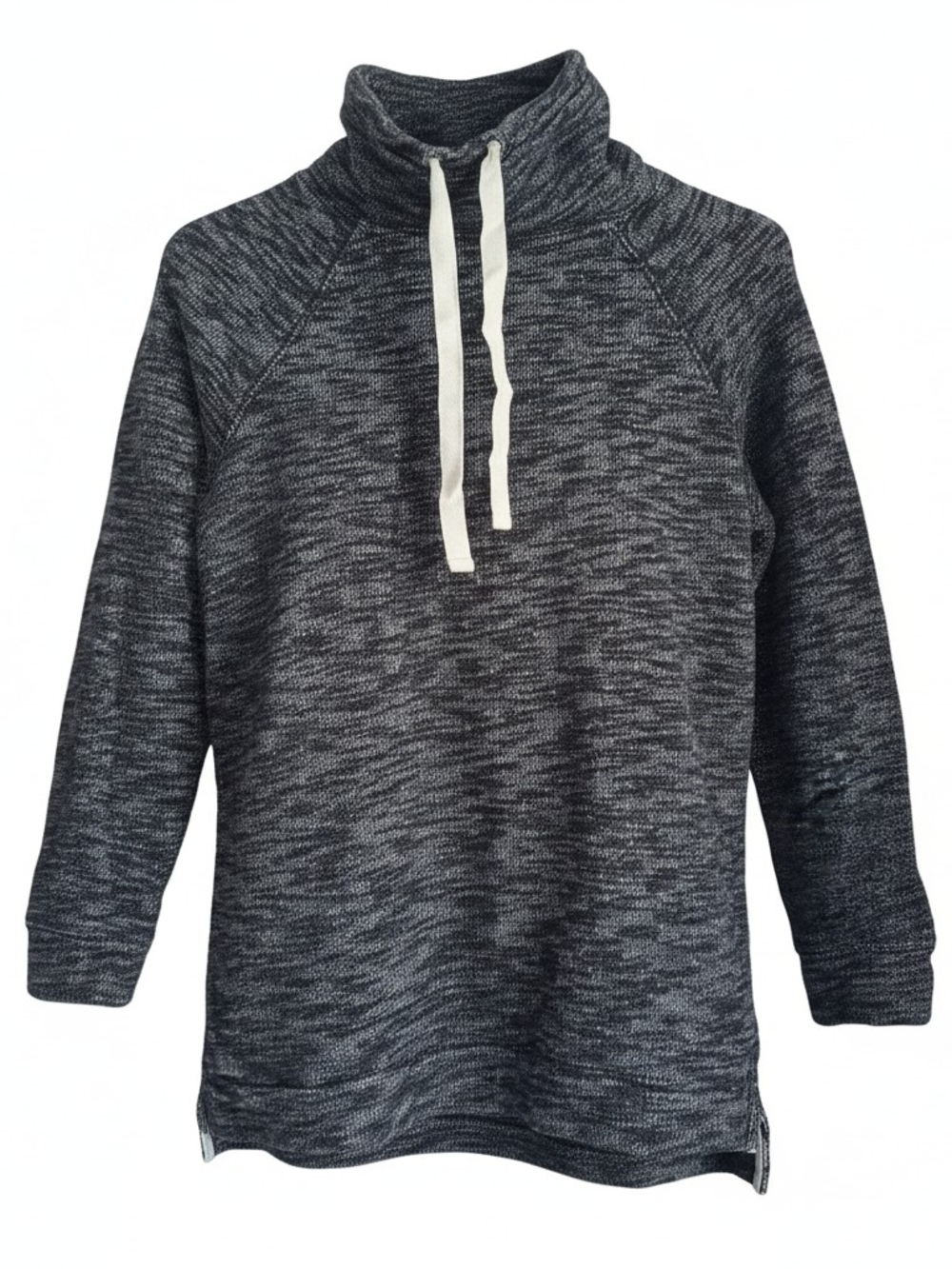 J.Crew Funnel Neck Pullover Sweatshirt Women’s XXS Black Space Dye Drawstring